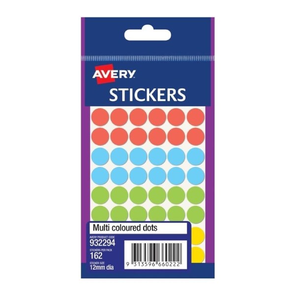 AV Asst Dots 12mm Pk162 Bx10