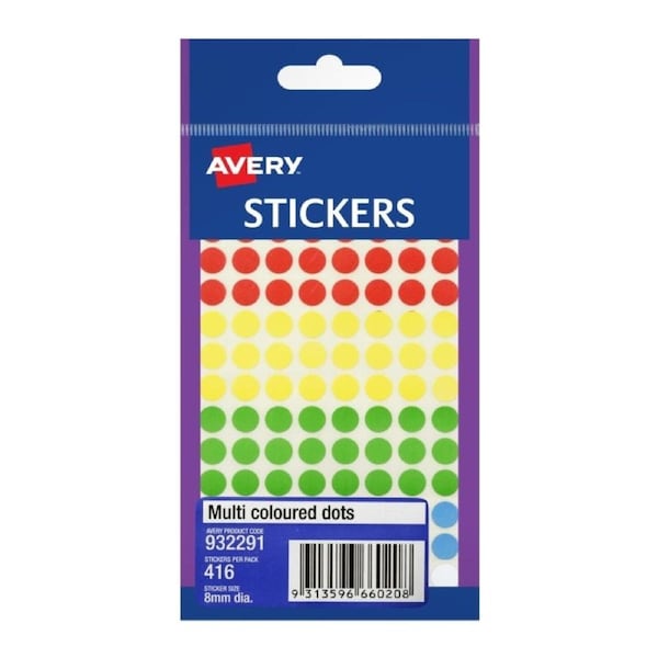 AV Multi Dot Sticker 8mm Bx10