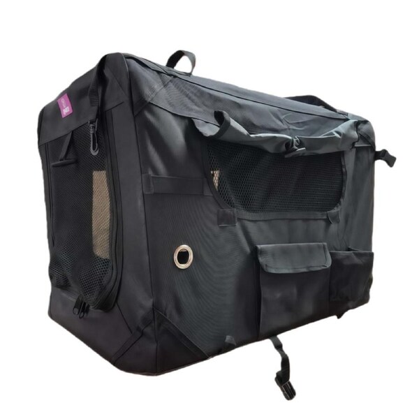 YES4PETS Medium Foldable Soft Dog Cat Puppy Rabbit Crate Bag With Curtain-Grey