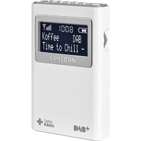 SANGEAN White Dab+/Fm Pocket Radio 5 Presets Includes Headphone