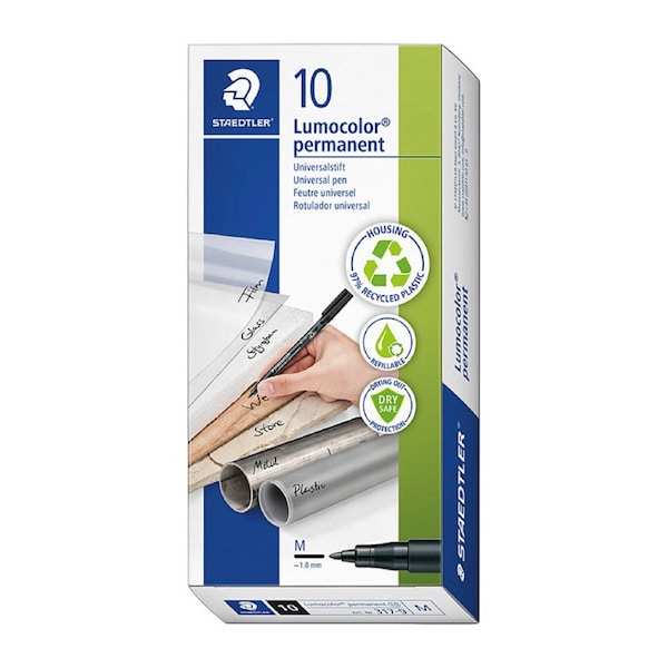 Staed PermPen Med 1.0 Blk Bx10