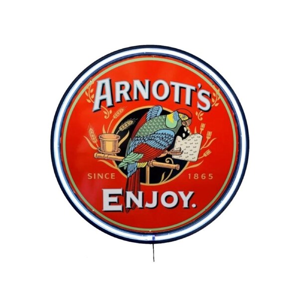LARGE Arnott's Biscuits Bar Garage Wall Light Sign White Neon