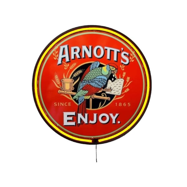 LARGE Arnott's Biscuits Bar Garage Wall Light Sign Orange Neon