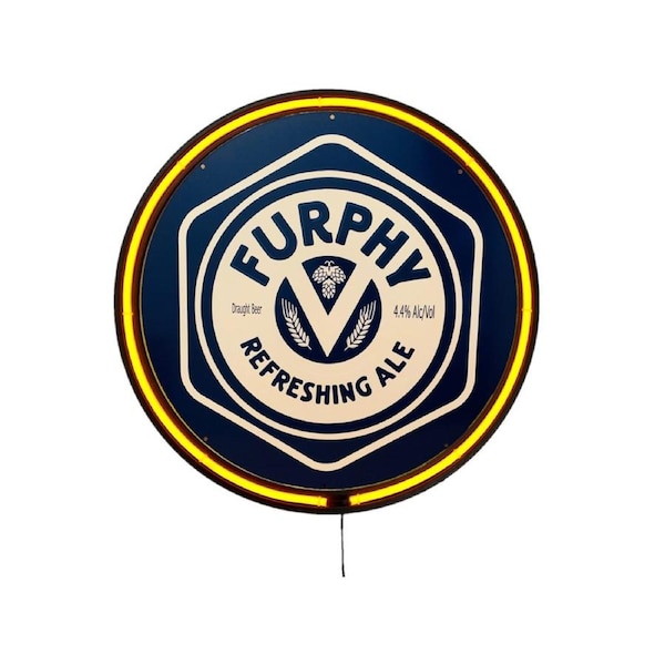 LARGE Furphy Ale Beer Bar Garage Wall Light Sign Orange Neon