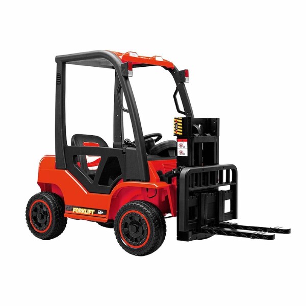 Kids Electric Forklift RC Car Ride On Toy All Terrain Vehicle Off Road Truck 12V Battery with Parental Remote Control Liftable Forks Pallet Light MP3