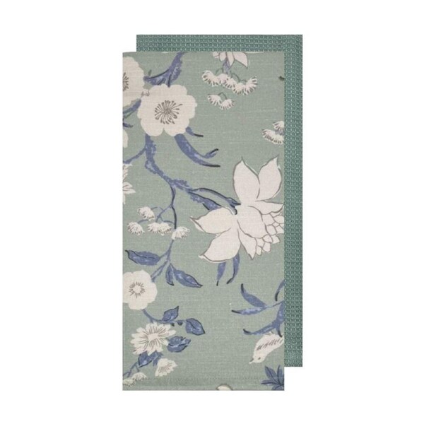 2pc J.Elliot Home Nordhem Tea Towels 50x70x0.2cm Blue Grey Floral Multi
