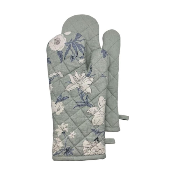 2pc J.Elliot Home Nordhem Oven Mitts Set 19x35x0.2cm Blue/Grey Floral
