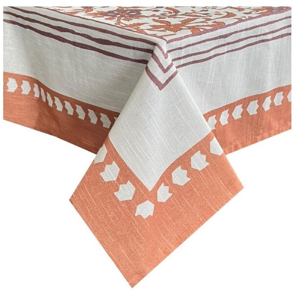J.Elliot Home 100% Cotton Basra Printed Tablecloth 150x270x0.5cm Ochre