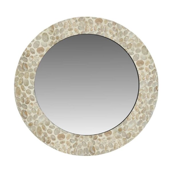 J.Elliot Home Elodie Pearl Round Indoor Mirror Decoration 75x75x1.5cm Natural