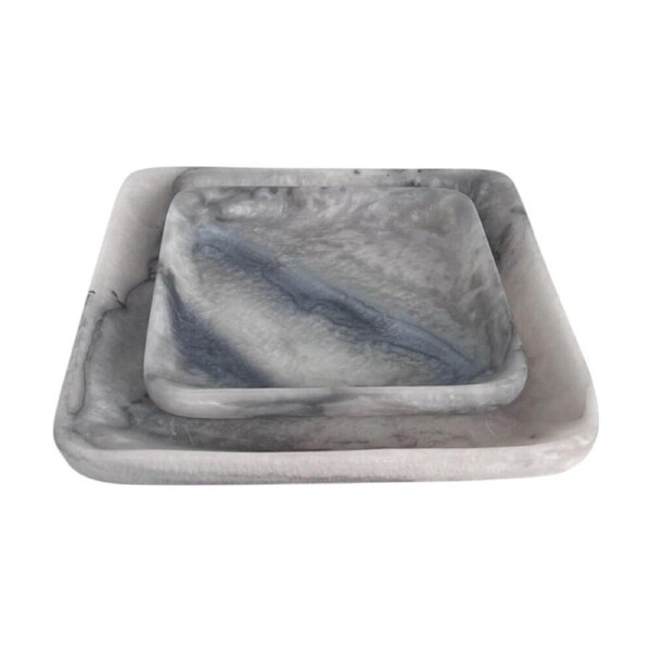 2pc J.Elliot Home Orion Square Serving Trays Set 20x20x2.5cm Grey Stone Matt