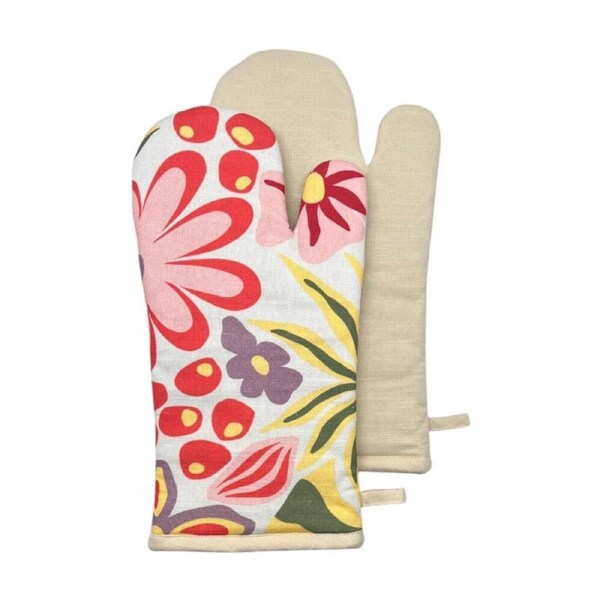 2pc J.Elliot Home Charmie Oven Mitt Kitchen Accessory 19x35x2cm Yellow Floral