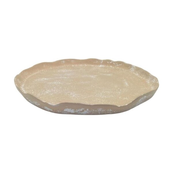 J.Elliot Home Mara Round Medium Aluminium Plate 31x30x2.5cm Whitewash