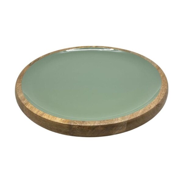 J.Elliot Home Corinne Circular Serving Tray 35x35x3cm Green & Natural