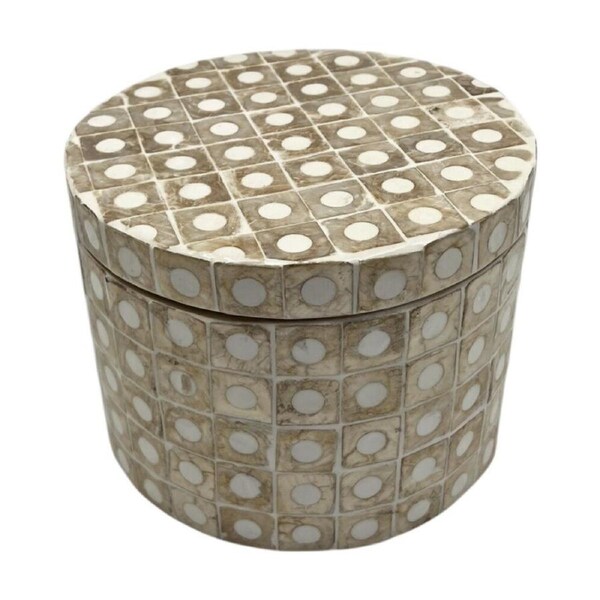 J.Elliot Home Elodie Pearl Small Circular Storage Box 14x14x12cm Natural
