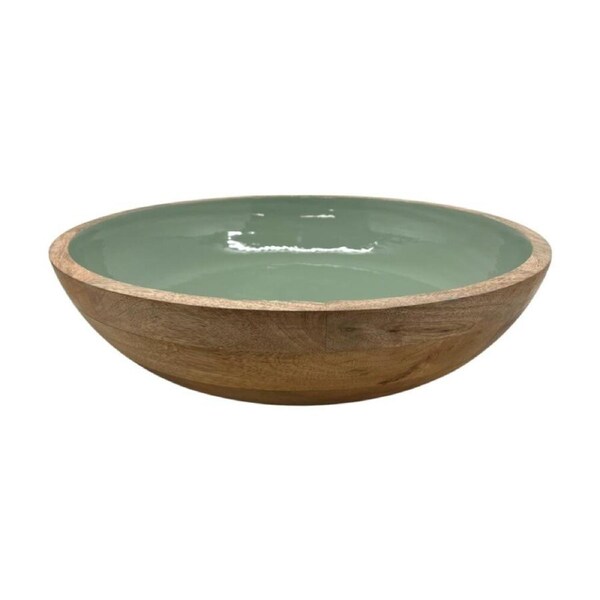 J.Elliot Home Corinne Mango Wood Salad Bowl 40x40x10cm Green & Natural