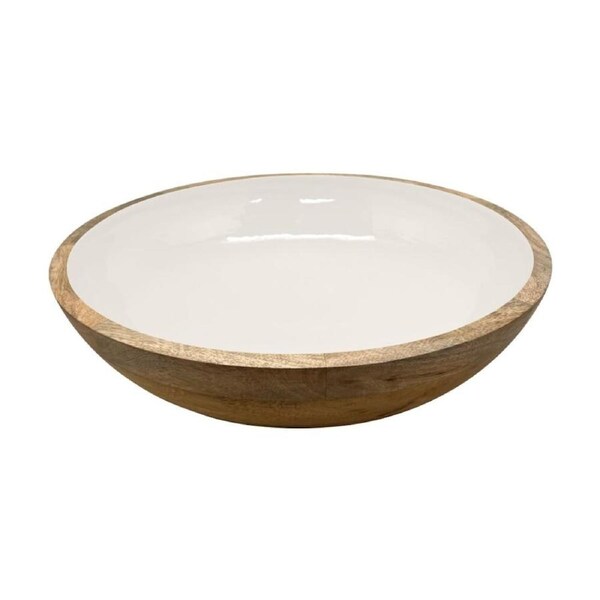 J.Elliot Home Corinne Mango Wood Salad Bowl 40x40x10cm White & Natural