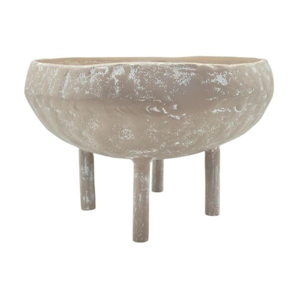 J.Elliot Home Mara Round Decorative Bowl w/ Legs 26x26x17cm Whitewash
