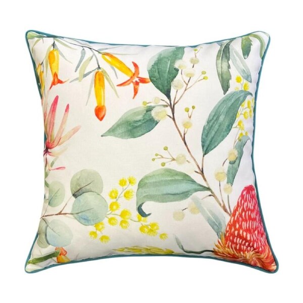 J.Elliot Home Banksia Outdoor Cushion Pillow Decor 50x50x12cm Green & Orange