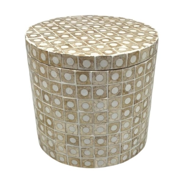 J.Elliot Home Elodie Pearl Large Circular Storage Box 20x20x18cm Natural