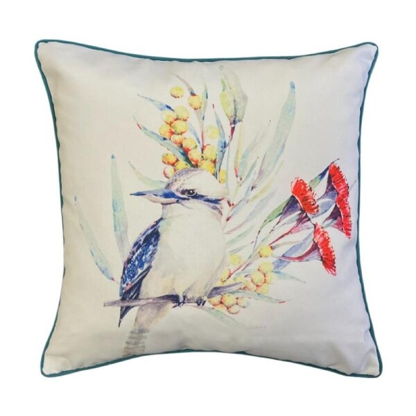 J.Elliot Home Kookaburra Outdoor Cushion Pillow Decor 50x50x12cm Green & Ivory