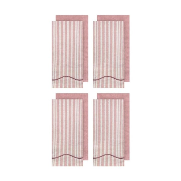 4x 2pc J.Elliot Home Radiant Weave Kitchen Tea Towels 50x70x2cm Pink