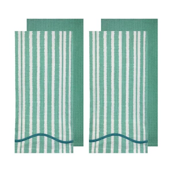 2x 2pc J.Elliot Home Radiant Weave Kitchen Tea Towels 50x70x2cm Aqua