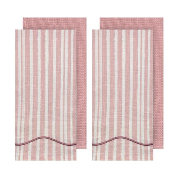 2x 2pc J.Elliot Home Radiant Weave Kitchen Tea Towels 50x70x2cm Pink