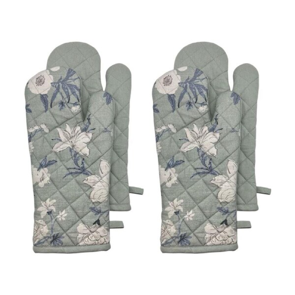2x 2pc J.Elliot Home Nordhem Oven Mitts Set 19x35x0.2cm Blue/Grey Floral