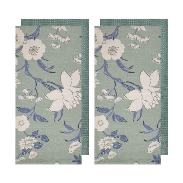 2x 2pc J.Elliot Home Nordhem Tea Towels 50x70x0.2cm Blue Grey Floral Multi