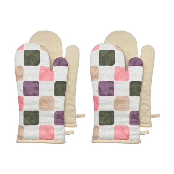 2x 2pc J.Elliot Home Joya Oven Mitt Kitchen Accessory 19x35x2cm Beige