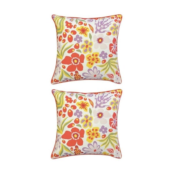 2PK J.Elliot Home Radiance Outdoor Cushion Pillow Household Decor 50x50x12 Coral