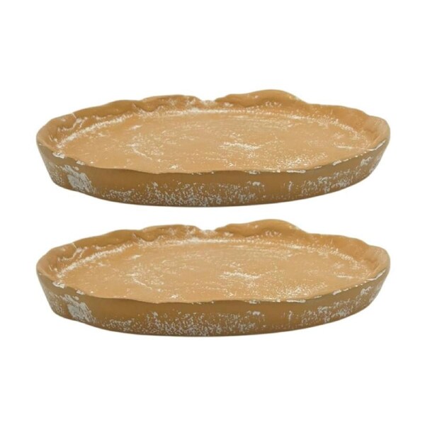 2PK J.Elliot Home Mara Round Small Aluminium Plate 21x20x2cm Terracotta