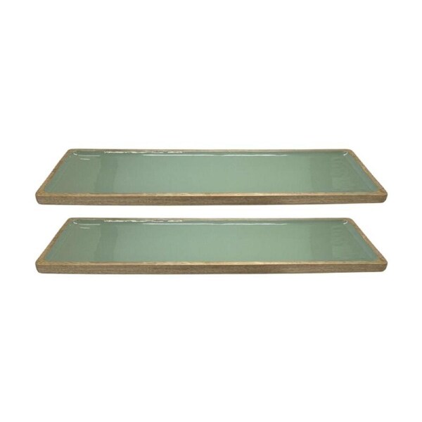 2PK J.Elliot Home Corinne Rectangle Large Serving Tray 60x18x2.5cm Green/Natural