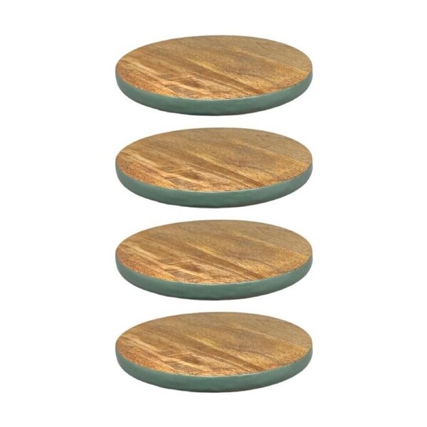 4PK J.Elliot Home Corinne Wooden Trivet 20x20x1.5cm Green & Natural