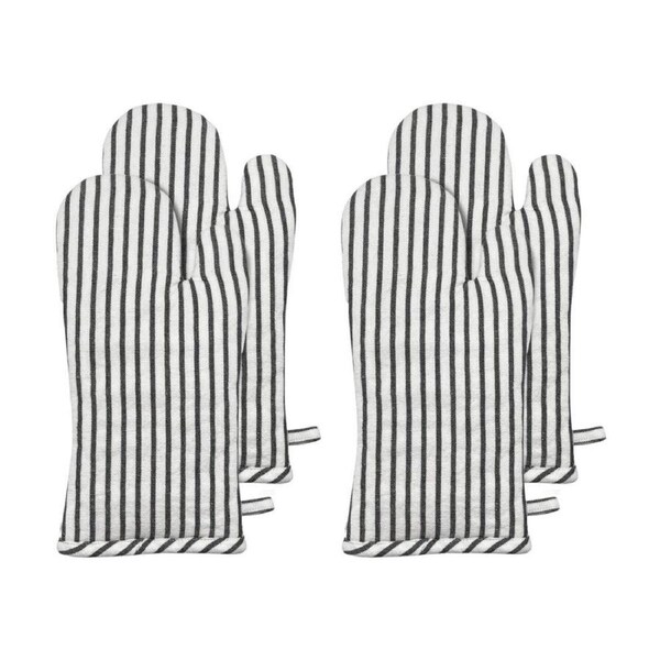 2PK J.Elliot Home Jules Striped Oven Mitt 19x35x2cm Charcoal/White