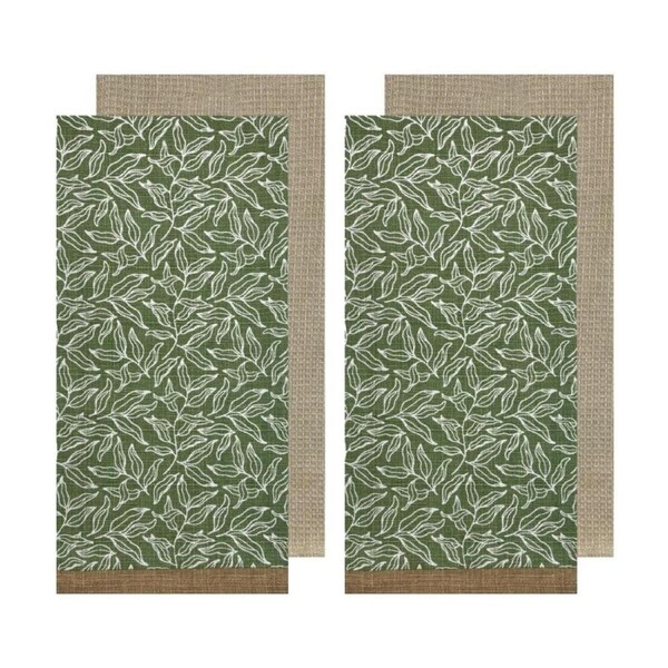 2x 2pc J.Elliot Home Serenity Kitchen Tea Towels 50x70x2cm Green