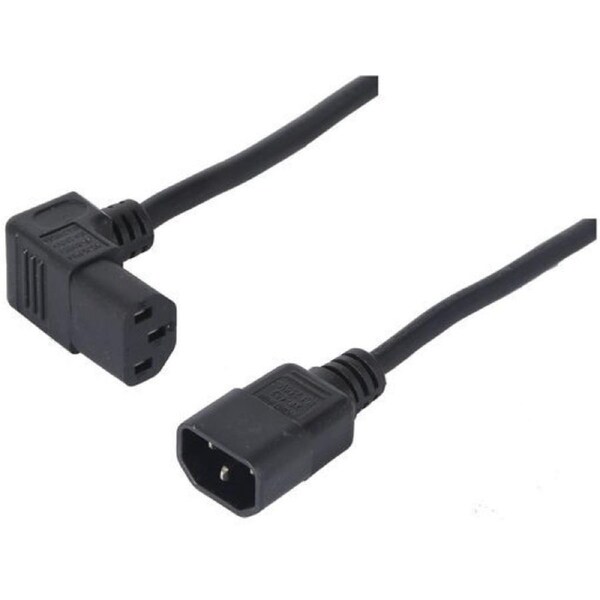 1m 10A IEC C13 to Bottom Angle C14 Extension Cable
