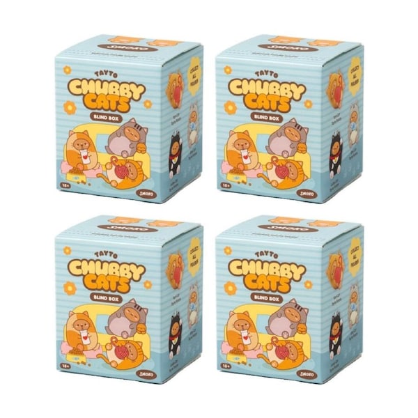 4PK Smoko Tayto Chubby Cat Blind Box Toy Collectable Figurine 15Y+ Assorted