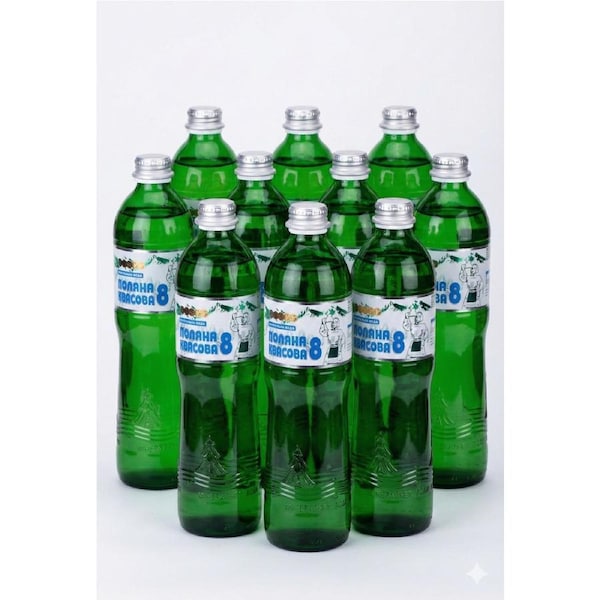 9x 500ml Poljana Kvasova Sparkling Mineral Water from Ukraine for Gut Health (Glass Bottle)