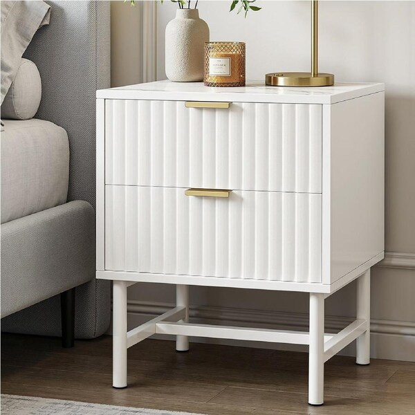 Artiss Bedside Table White Nightstand 2 Drawers