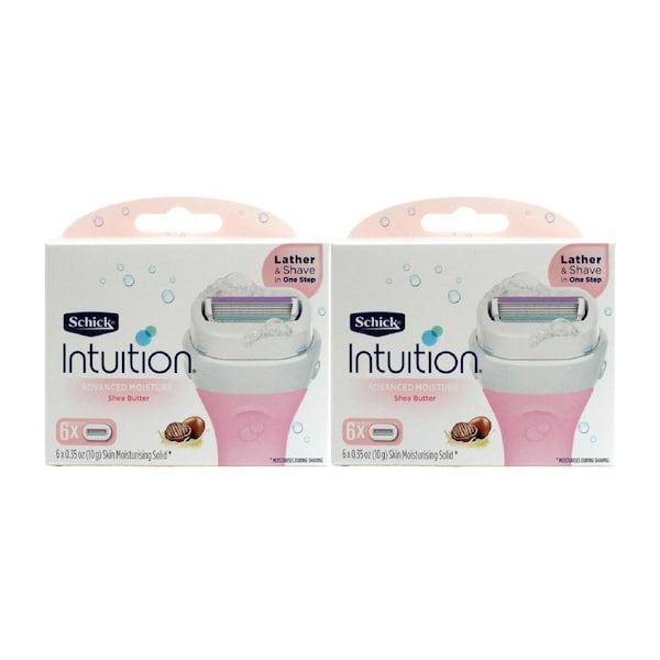 Schick Intuition Advanced Moisture Razor Refills Shea Butter 6 Count × 2 Packs