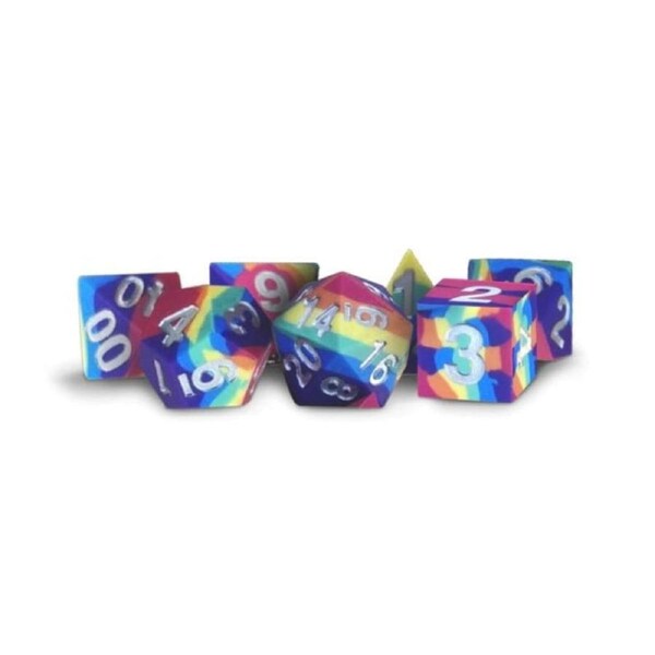 MGD 16mm Sharp Edge Silicone Rubber Poly Dice Set: Rainbow