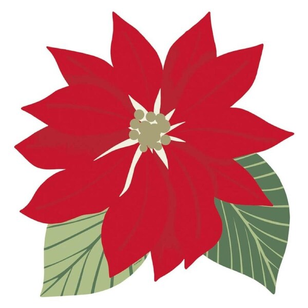 Blooming Holly Poinsettia Shaped Placemats 8pk