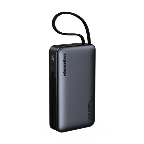 Rockrose Mobile Powerbank Quick Charge Built-In Cables USB-C & Lightning 3m