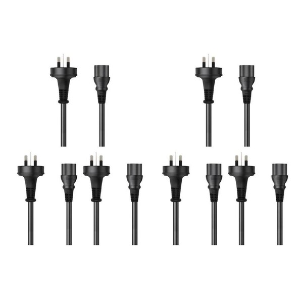 6PK Cruxtec 3 Pin AU Male To Female IEC-C13 Power Cable 2m