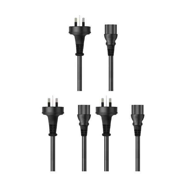 3PK Cruxtec 3 Pin AU Male To Female IEC-C13 Power Cable 2m