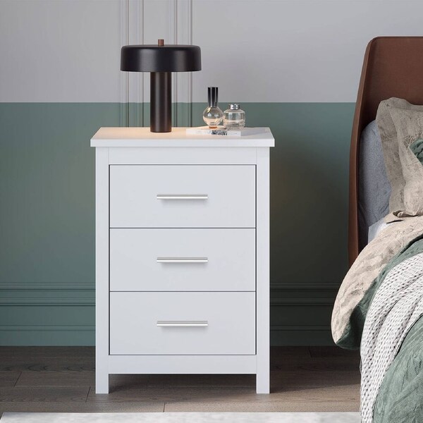 ALFORDSON Bedside Table 3 Drawers White