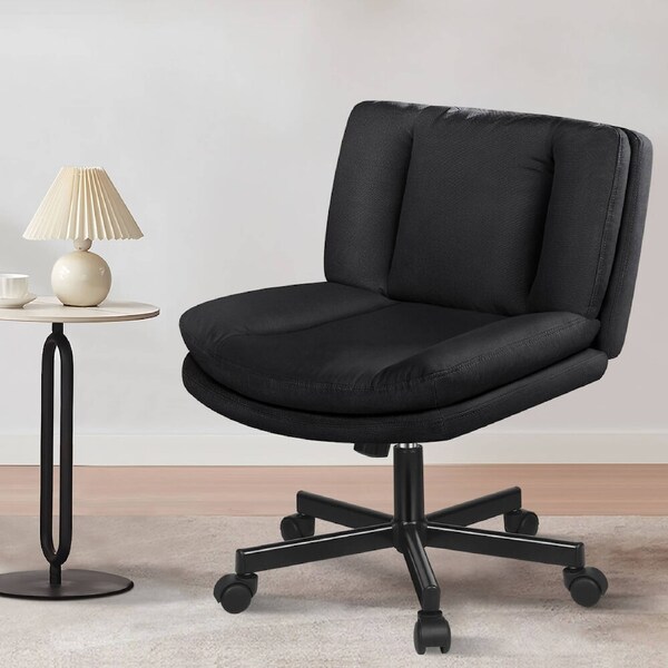 ALFORDSON Armless Office Desk Chair Mid Back Fabric Black