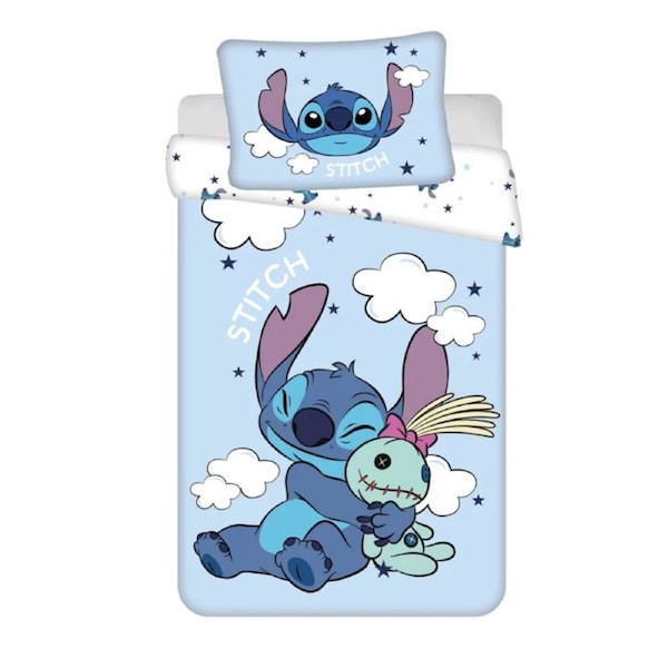 Disney Lilo & Stitch Clouds Cotton Quilt Cover Set Toddler Bed Size