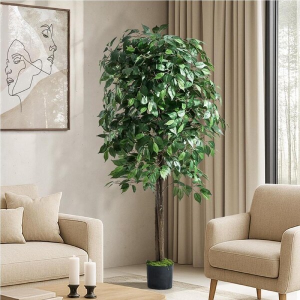 Livsip 150cm Artificial Ficus Tree Lifelike Faux Potted Plants Home Garden Decor